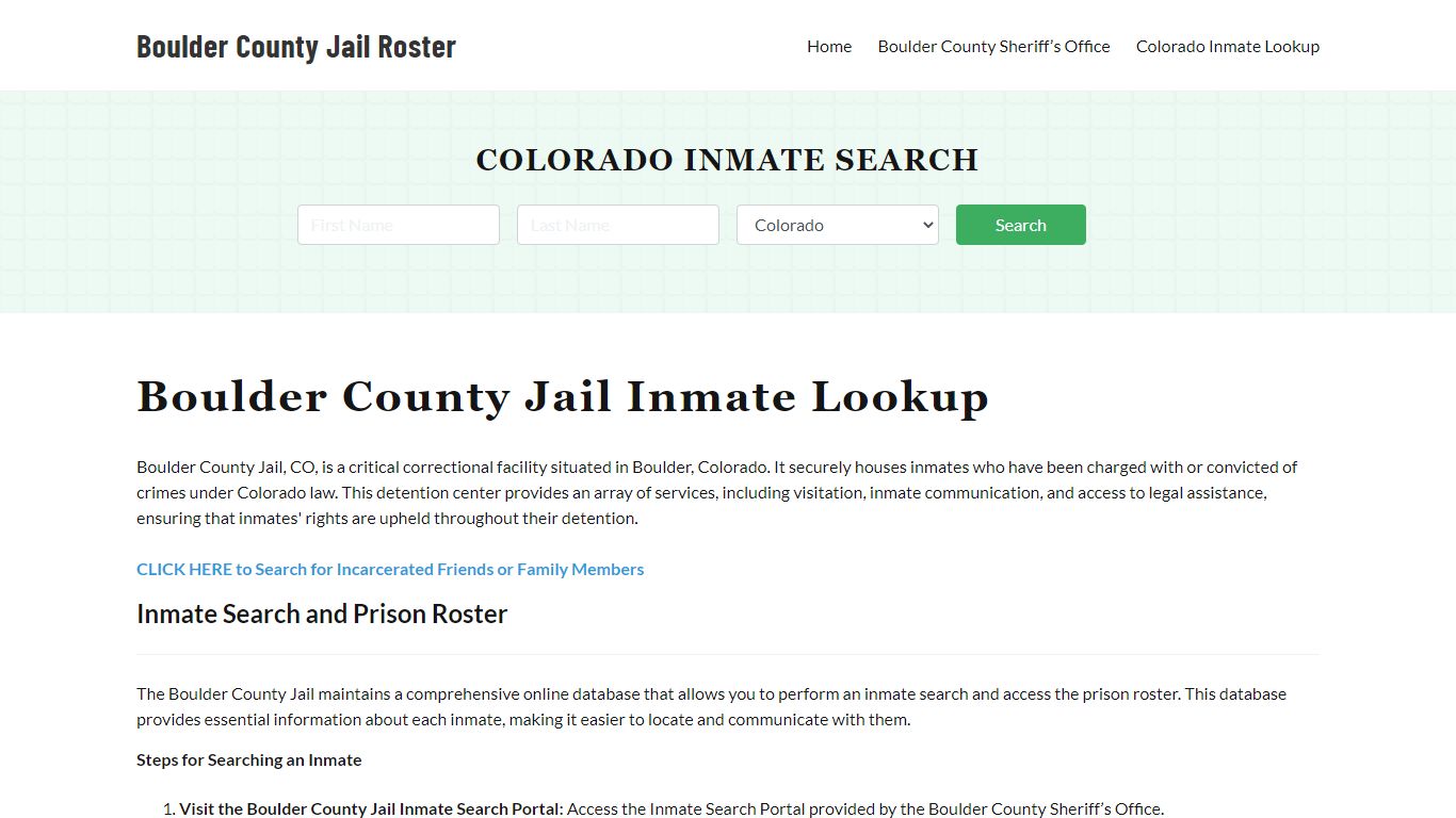 Boulder County Jail Roster Lookup, CO, Inmate Search